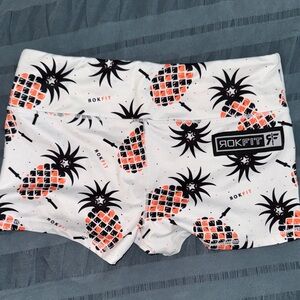 RokFit Women's White Pineapple Athletic Shorts